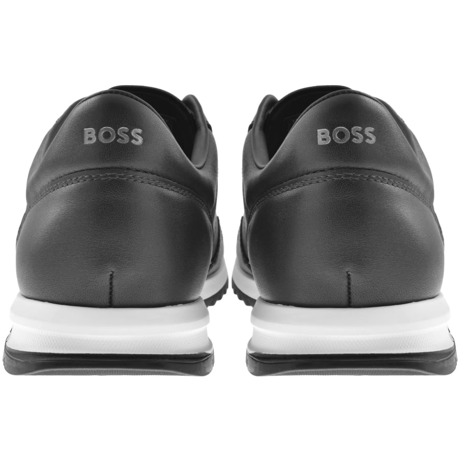Boss black leather trainers discount